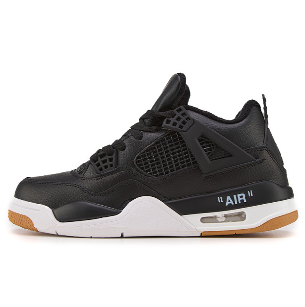 Jordan 4 Black White Gum With FUR
