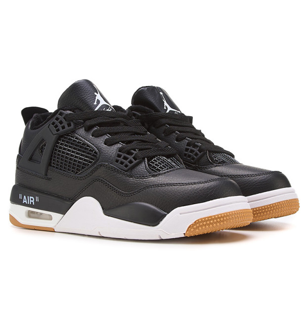 Jordan 4 Black White Gum With FUR