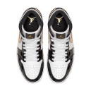 Jordan 1 Mid Patent Black White Gold 852542-007