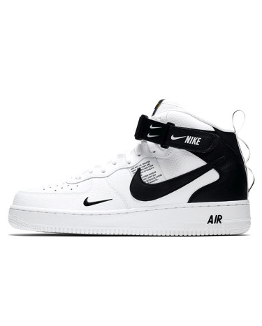 Nike Air Force 1 Mid Utility White Black 07 LV8 Winter с МЕХОМ