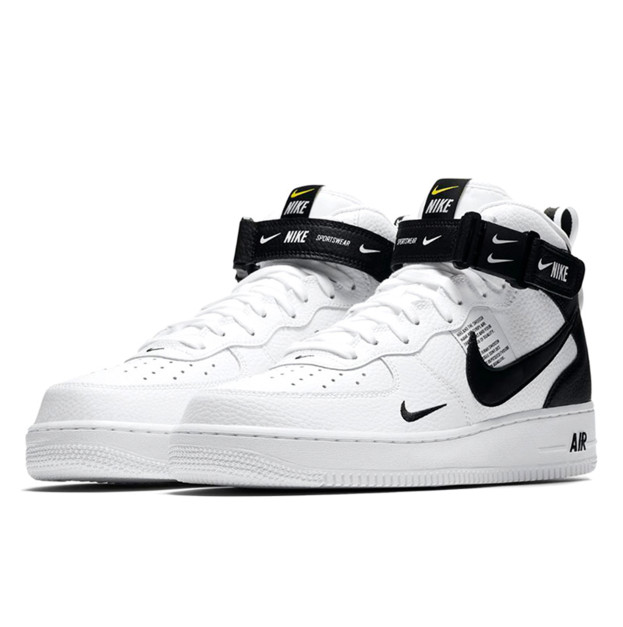 Nike Air Force 1 Mid Utility White Black 07 LV8 Winter с МЕХОМ