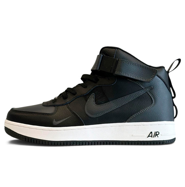 Nike Air Force 1 Utility HIgh Black White Winter с МЕХОМ