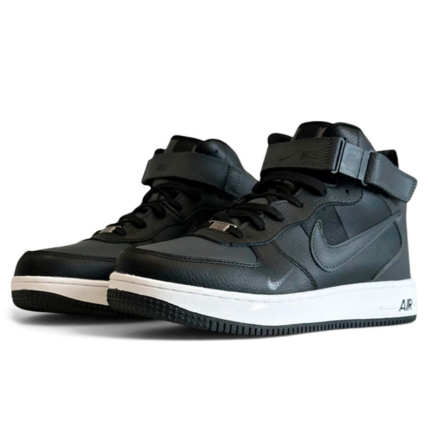 Nike Air Force 1 Utility HIgh Black White Winter с МЕХОМ