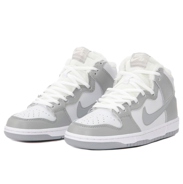 Nike SB Dunk High Grey White Winter С МЕХОМ